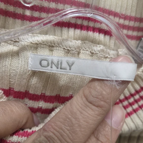 ONLY Striped Ribbed Knit Short Sleeve Top Multicolor Slim Fit Stretch Casual NWT - Picture 6 of 10